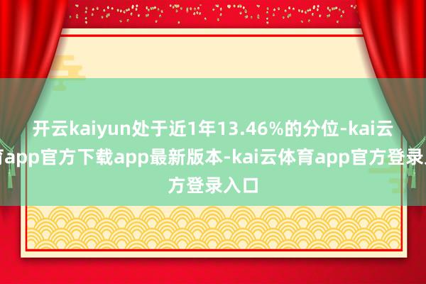 开云kaiyun处于近1年13.46%的分位-kai云体育app官方下载app最新版本-kai云体育app官方登录入口